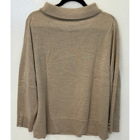 NWT Talbots Size 2X Sabrina Wool Metallic Gold "Mink Heath" Sparkle Sweater - Picture 6 of 7